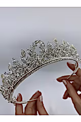 Zirkon Taşlı Asimetrik Gelin Tacı - Mediha Cambaz Bridal