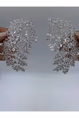Zirkon Taşlı Dallı Gümüş İkili Saç Aksesuarı - Mediha Cambaz Bridal