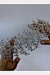 Zirkon ve Damla Kristalli Yaprak Desenli Telli Saç Aksesuarı - Mediha Cambaz Bridal